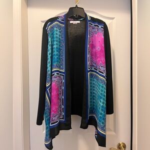 TanJay Black Cardigan with Pink and Blue Accents